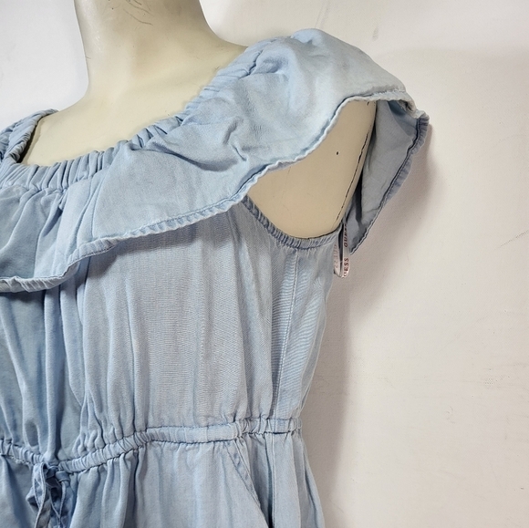 Guess Blue Denim Like Drew Ruffle Dress - Picture 4 of 8